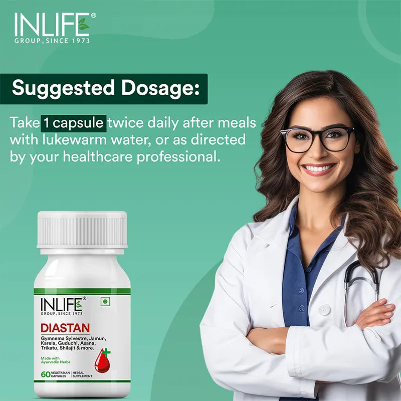 Inlife Diastan Capsules Herbal Ayurvedic Supplement | 60 Capsules