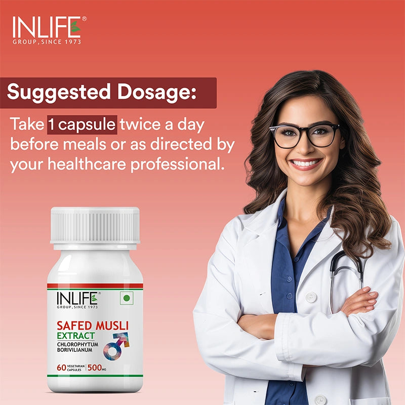 Inlife Safed Musli Extract Supplement |500mg | Veg. Capsules