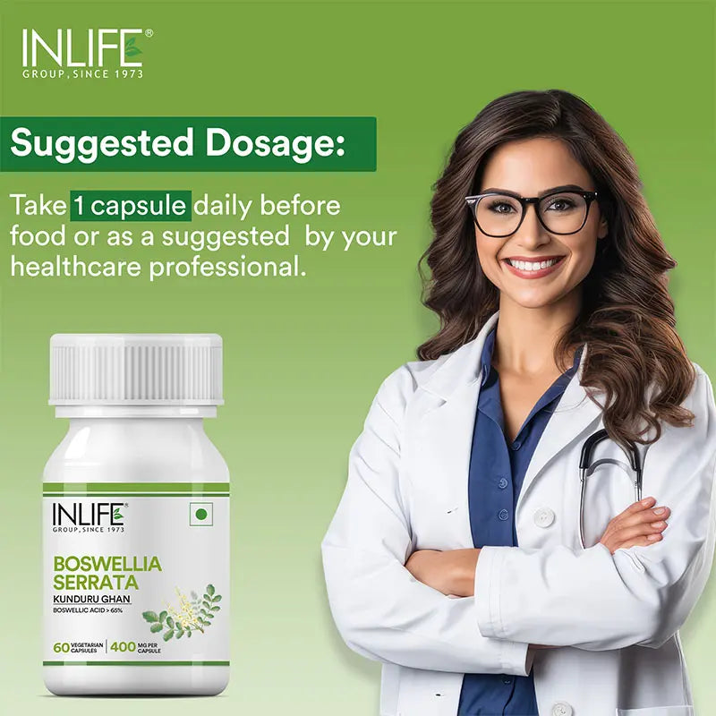 Inlife Boswellia Serrata Supplement, Extract 400mg| Veg. Capsules