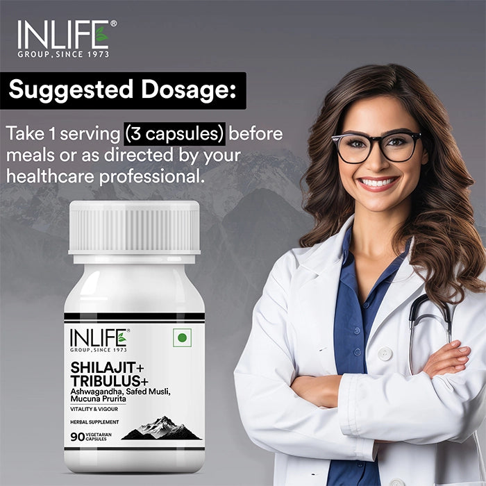 Inlife Shilajit+ Tribulus+ for Men and Women - 90 Veg. Capsules