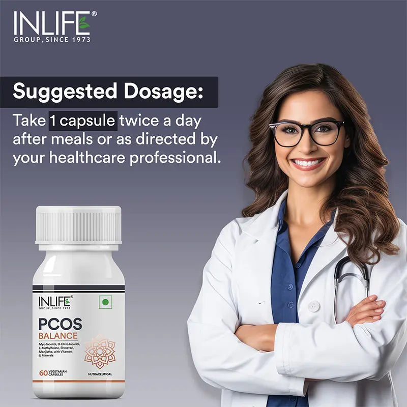 Inlife PCOS Balance Supplement for Women | Veg. Capsules
