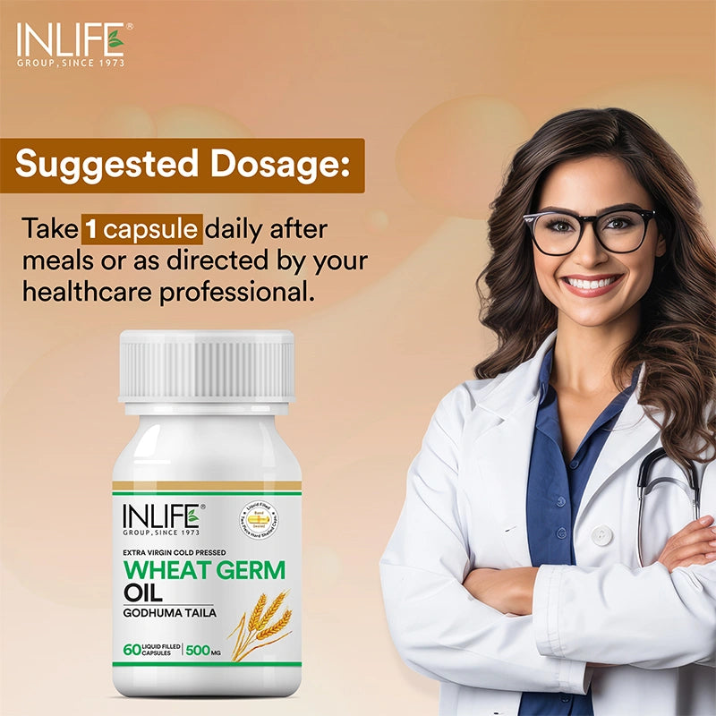 Inlife Wheat Germ Oil Supplement, 500mg, Liquid-Filled Capsules