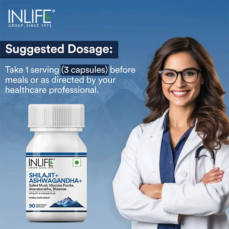 Inlife Shilajit + Ashwagandha | Vegetarian Capsules