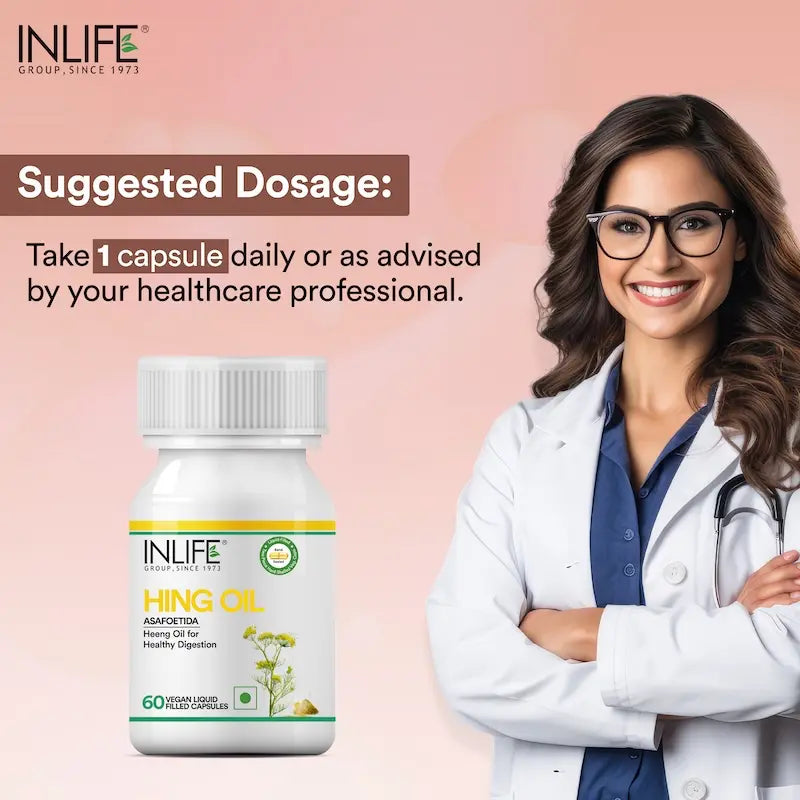 Inlife Hing Oil Capsules (Asafoetida) Supplement, 15mg | Veg. Capsules