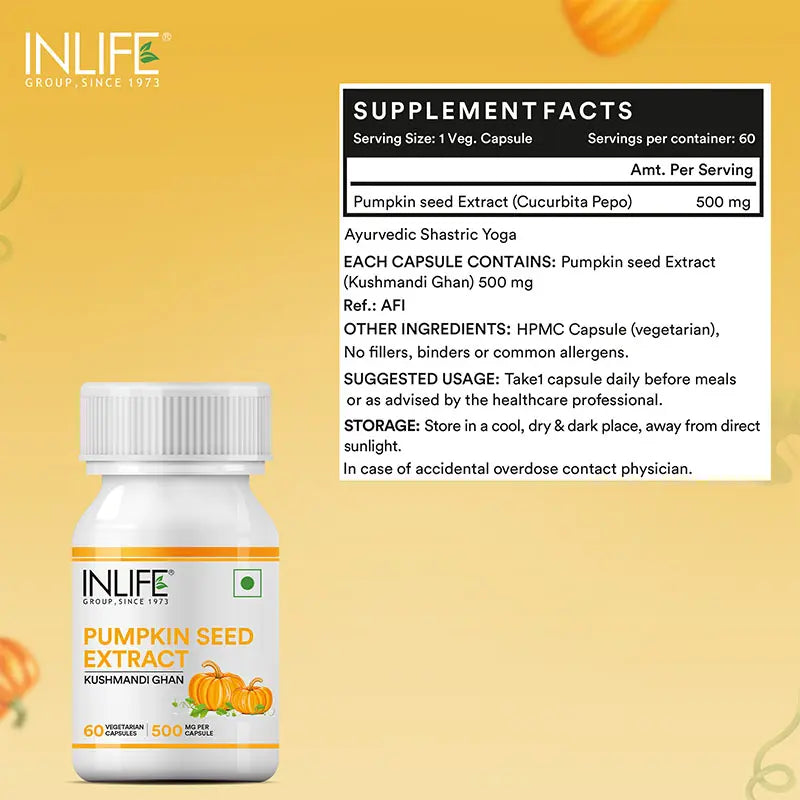 Inlife Pumpkin Seed Extract Supplement, 500 mg, Veg. Capsules