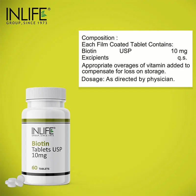 Inlife Biotin 10mg Tablets | Vitamin B7 Supplement Tablets