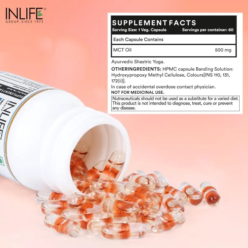 Inlife MCT Oil Supplement | 500mg | 60 Veg. Capsules
