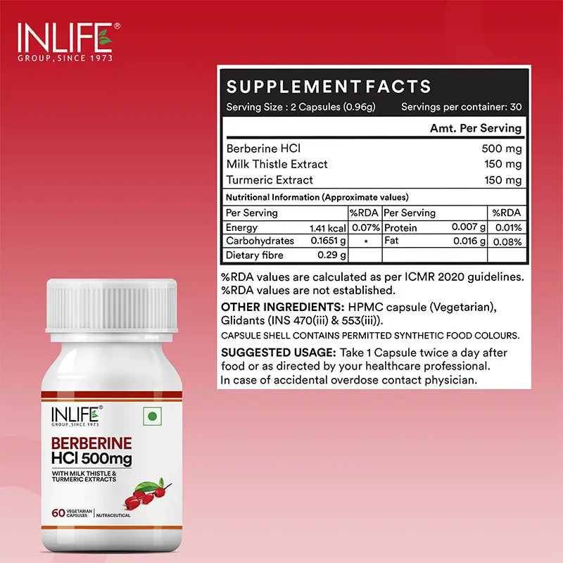 Inlife Berberine with Milk Thistle & Turmeric + Fat Burner with L-Carnitine & Green Coffee | Vegetarian Combo Pack