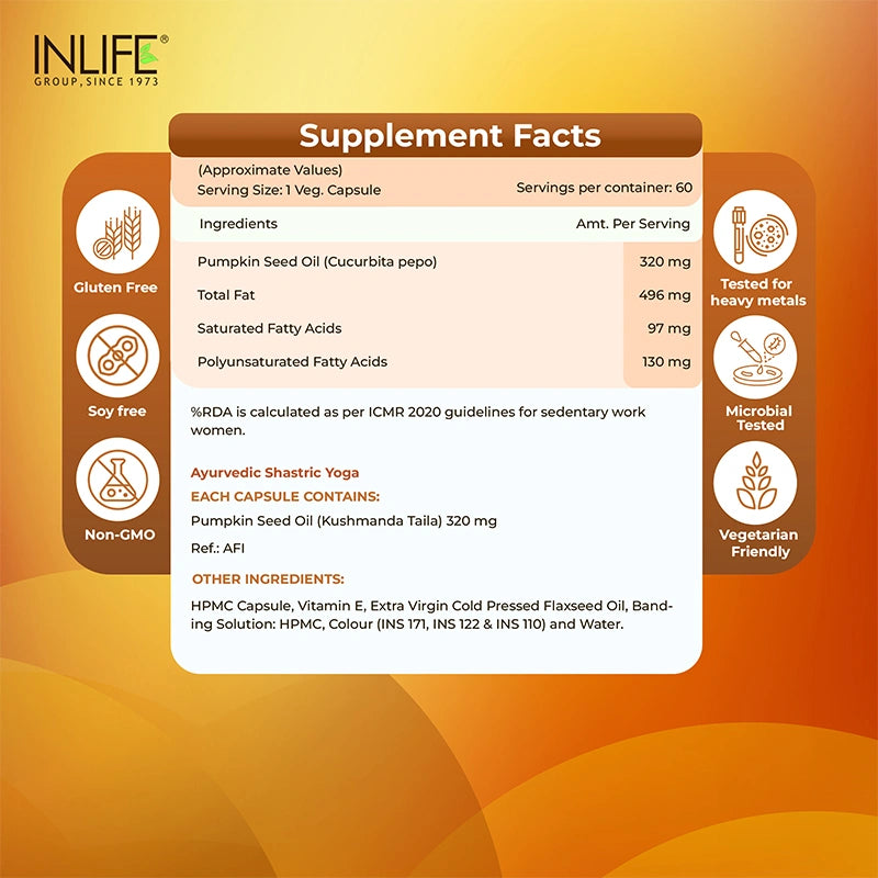Inlife Pumpkin Seed Oil, Extra Virgin Cold Pressed Capsules
