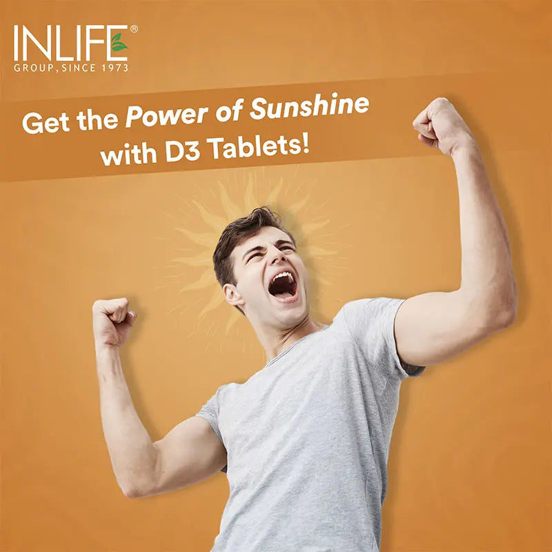 Inlife Vitamin D3 60000 IU Chewable Tablets | Cholecalciferol Supplement | 40 Tablets