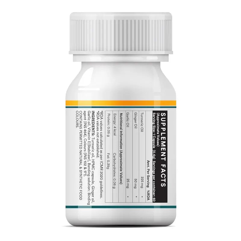 Inlife Turmeric Oil, Ginger Oil, Garlic Oil Supplement | Veg. Capsules
