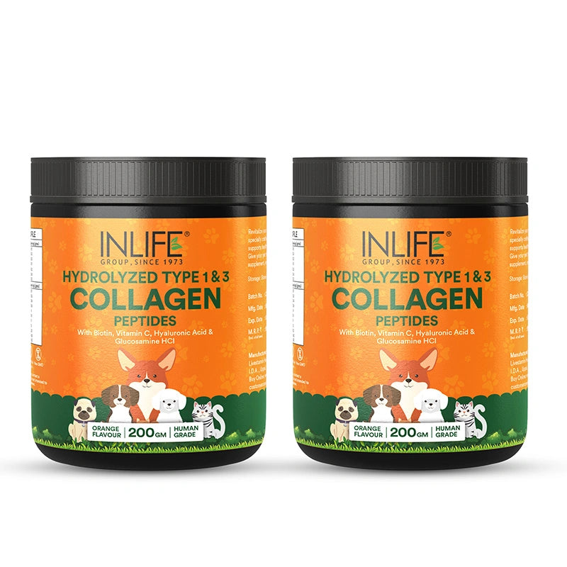 Inlife Hydrolyzed Type 1 & 3 Collagen Peptides Supplement for Pets, Available in 3 flavors: