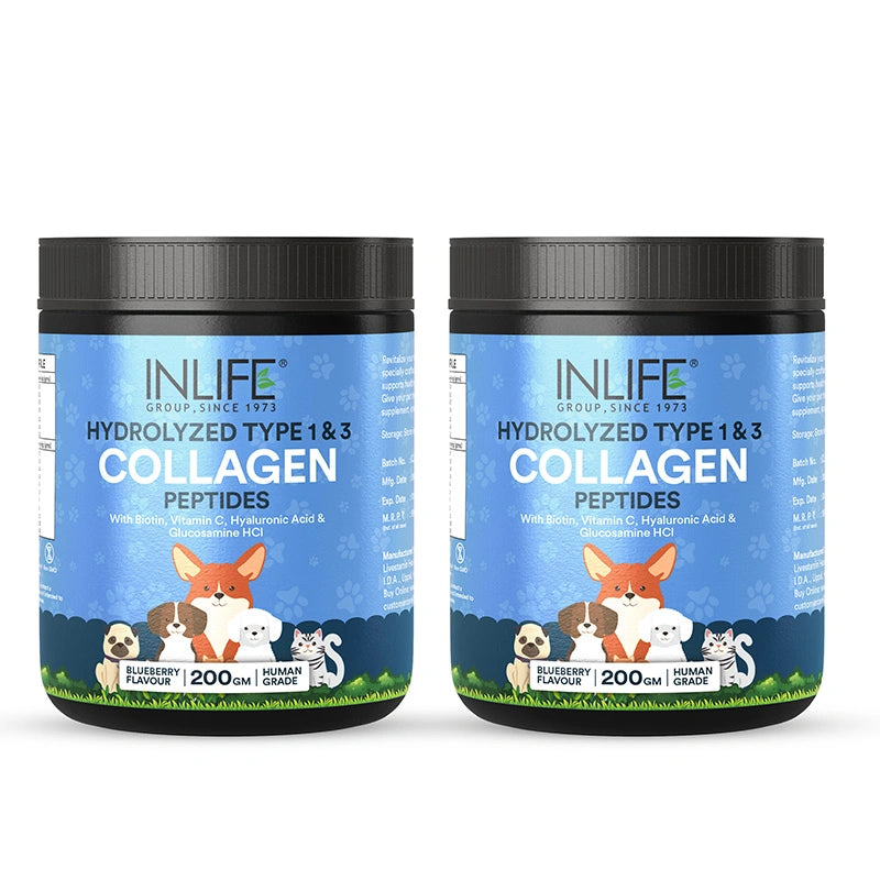 Inlife Hydrolyzed Type 1 & 3 Collagen Peptides Supplement for Pets, Available in 3 flavors: