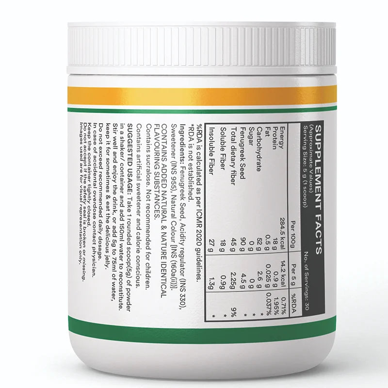 Inlife Fenugreek Fiber Powder, Refreshing Orange Flavor
