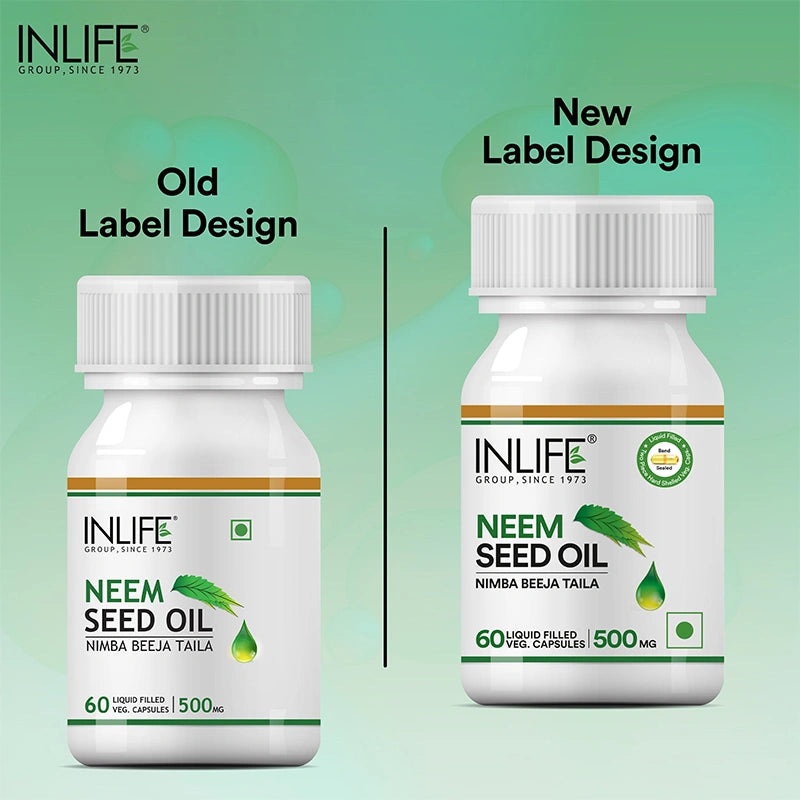 Inlife Neem Seed Oil Supplement, 500mg, Veg. Capsules