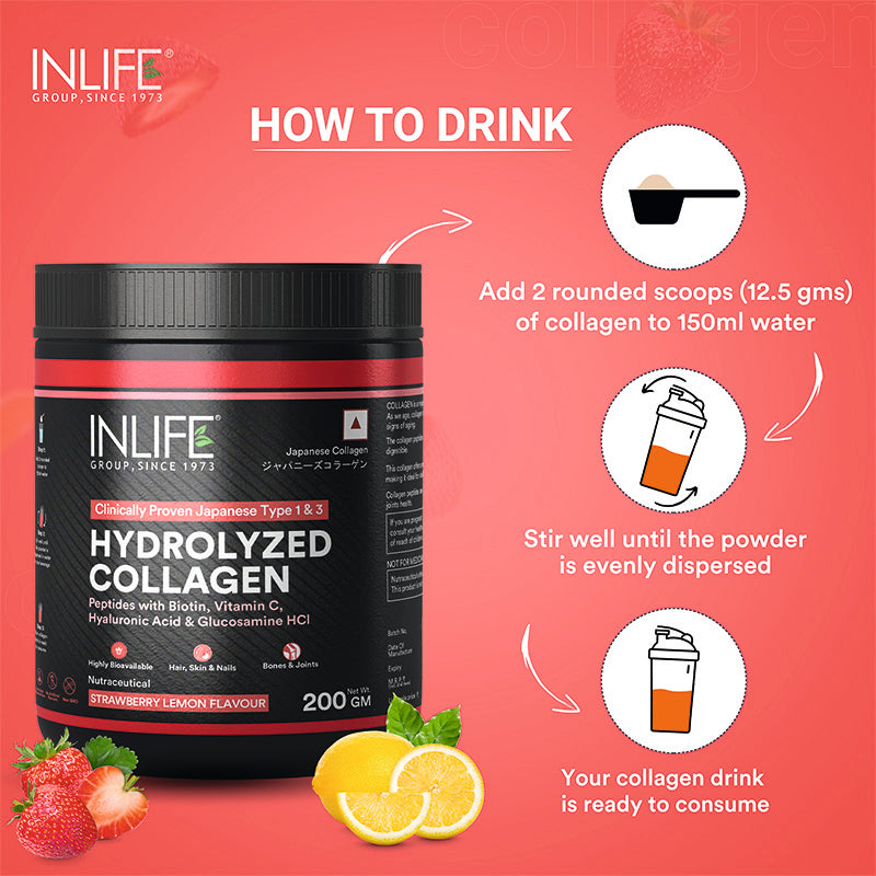 Inlife Hydrolyzed Japanese Collagen Peptides, with Biotin, Hyaluronic Acid & Glucosamine HCl, Powder