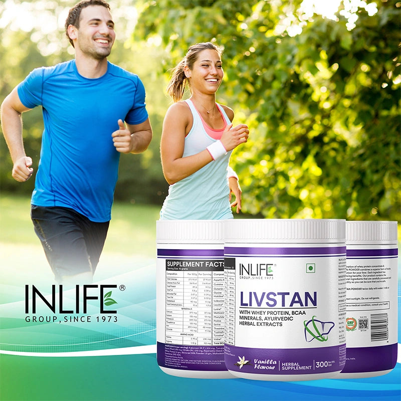 Inlife Livstan Liver Support Powder, Whey Protein with Ayurvedic Herbs, 300g (Vanilla)