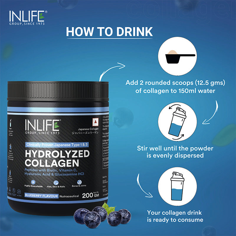 Inlife Hydrolyzed Japanese Collagen Peptides, with Biotin, Hyaluronic Acid & Glucosamine HCl, Powder