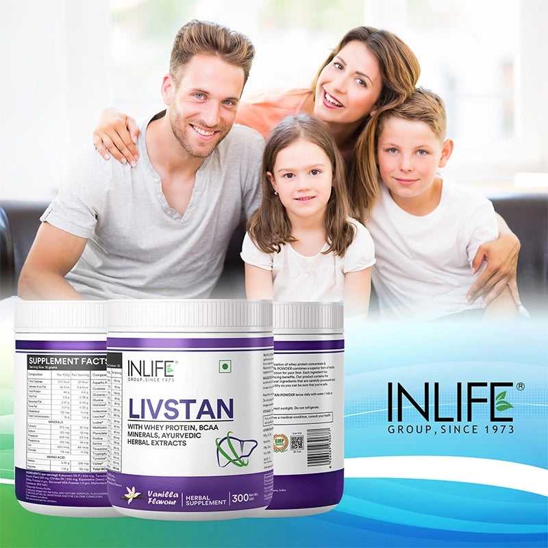 Inlife Livstan Liver Support Powder, Whey Protein with Ayurvedic Herbs, 300g (Vanilla)