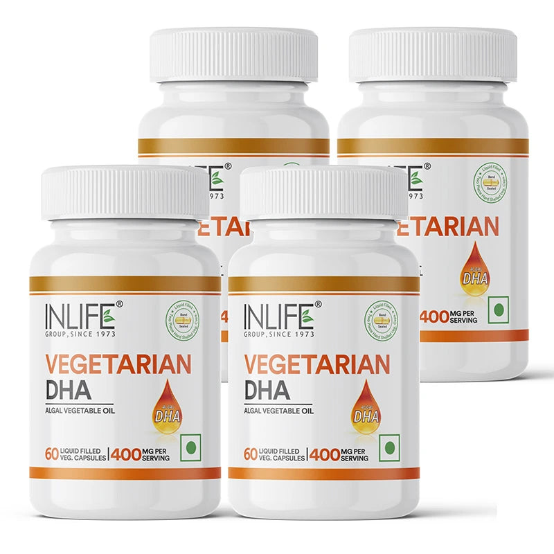 Inlife Vegetarian DHA, Omega 3 Algal Oil Supplement, 400mg per serving - 60 Veg. Capsules