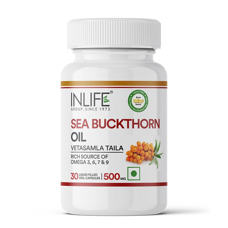 Inlife Sea Buckthorn Oil Omega 3 6 7 9 Fatty Acids Supplement | 500mg | Veg. Capsules