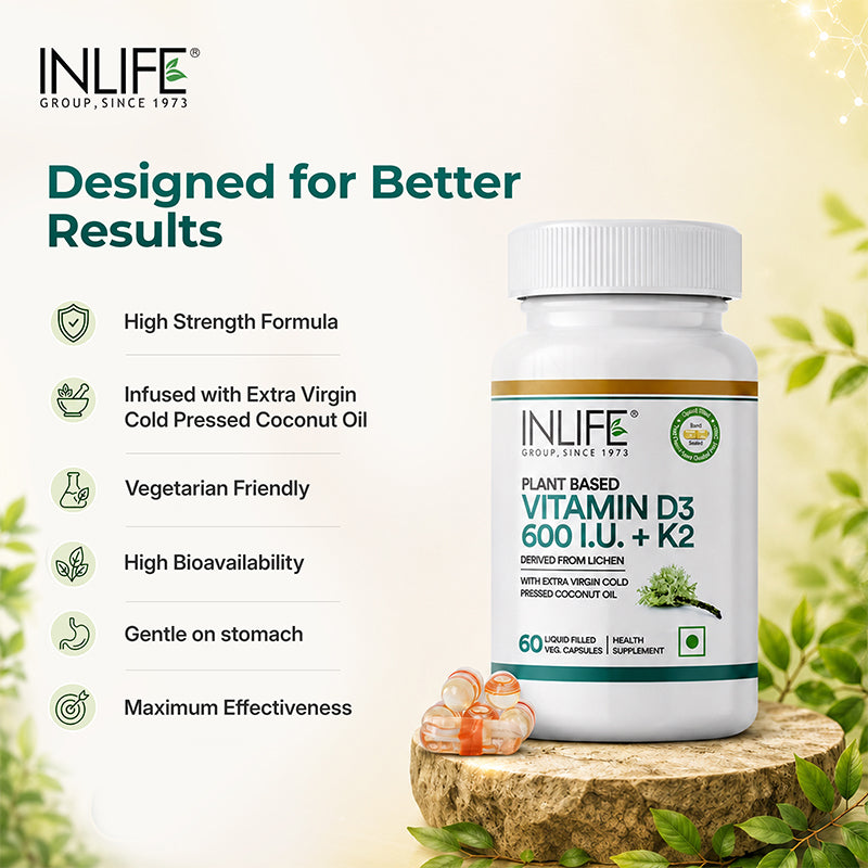 Inlife Plant Based D3 K2 Liquid Filled Capules