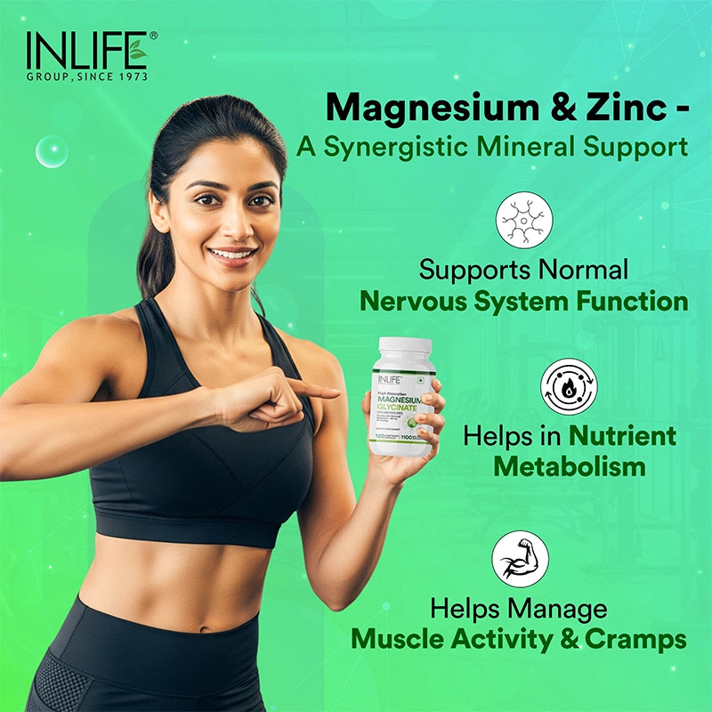 Inlife Vitamin B12 with Alpha Lipoic Acid, Folic Acid & B-Complex + Magnesium Glycinate with Zinc | Vegetarian Combo Pack