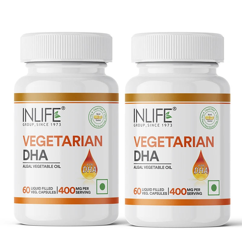 Inlife Vegetarian DHA | Omega 3 Algal Oil Supplement | 400mg per serving |Veg. Capsules