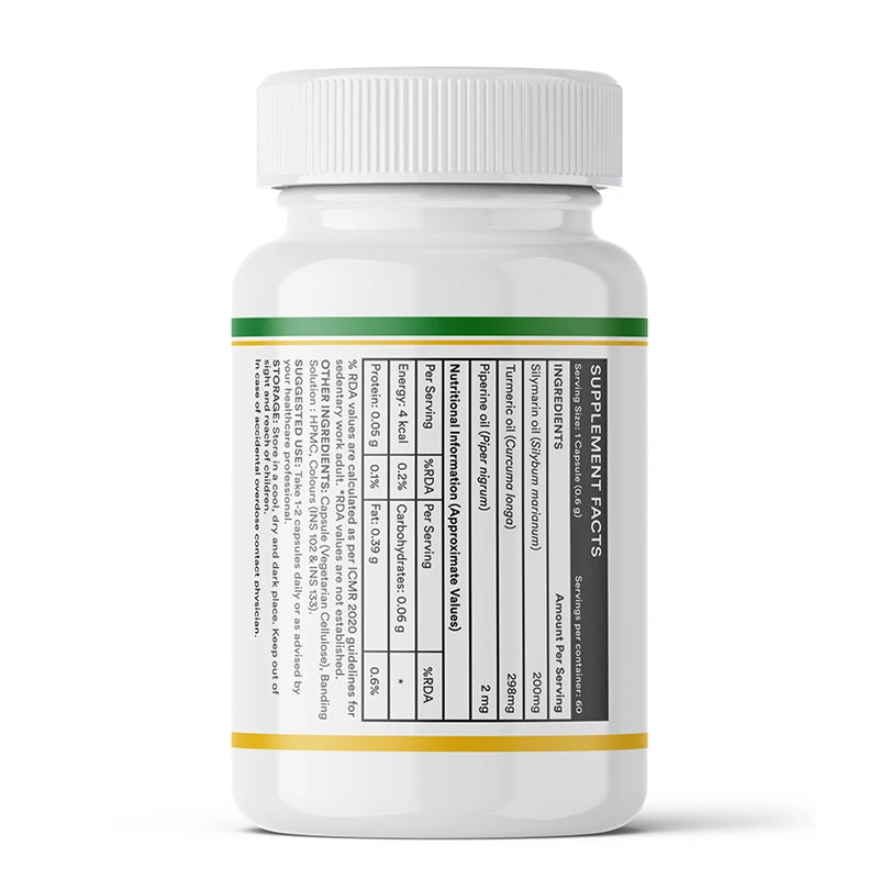Inlife Silymarin Oil Capsules 200 mg with Turmeric & Piperine | Milk Thistle Extract Capsules for Liver Support & Antioxidant Formula | Veg. Capsules