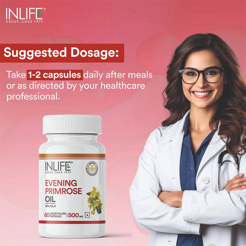 Inlife Evening Primrose Oil Supplement, 500mg Capsules