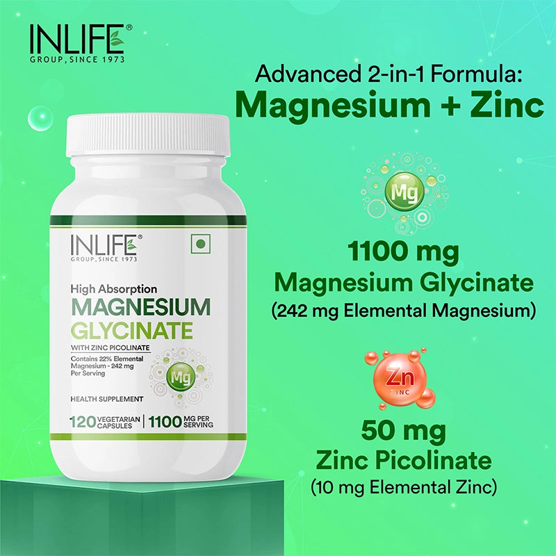 Inlife Vitamin B12 with Alpha Lipoic Acid, Folic Acid & B-Complex + Magnesium Glycinate with Zinc, Veg. Combo Pack