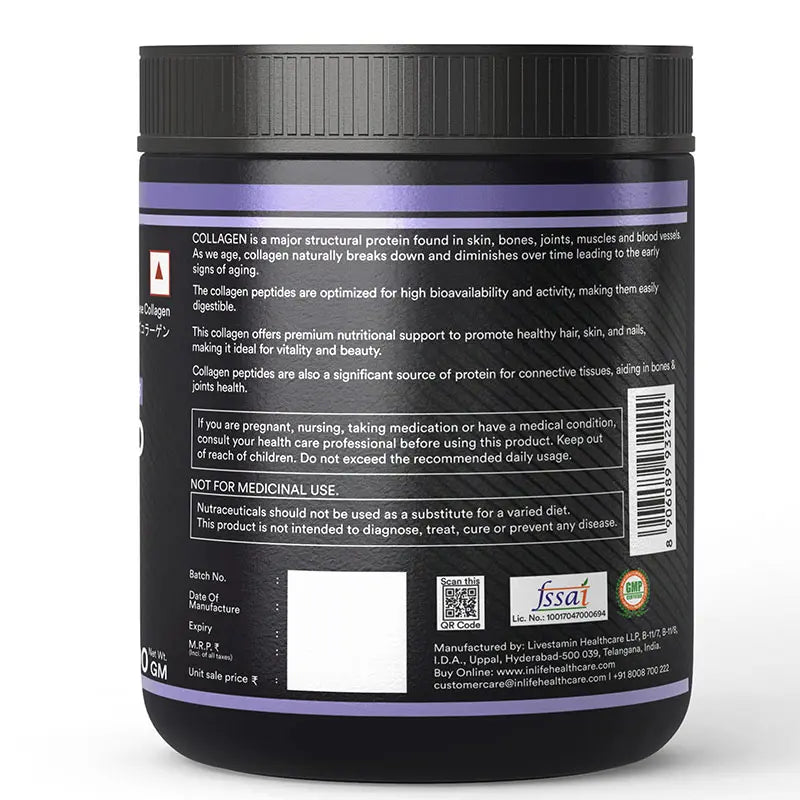 Inlife Hydrolyzed Japanese Collagen, Type 1 & 3 Collagen Peptides, Unflavored Powder