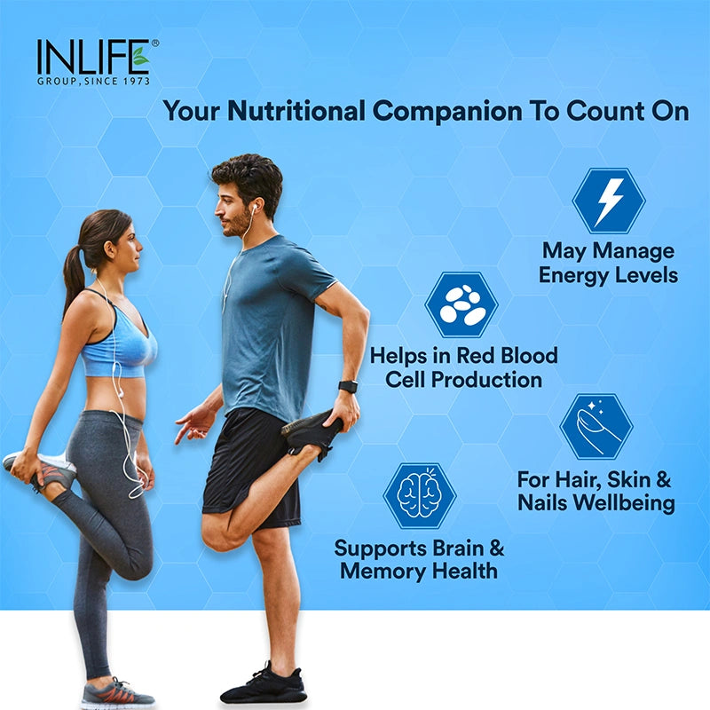 Inlife B-Complex Supplement | 8 Essential B-Vitamins with Alpha Lipoic Acid, Inositol & Choline | Vegetarian Capsules