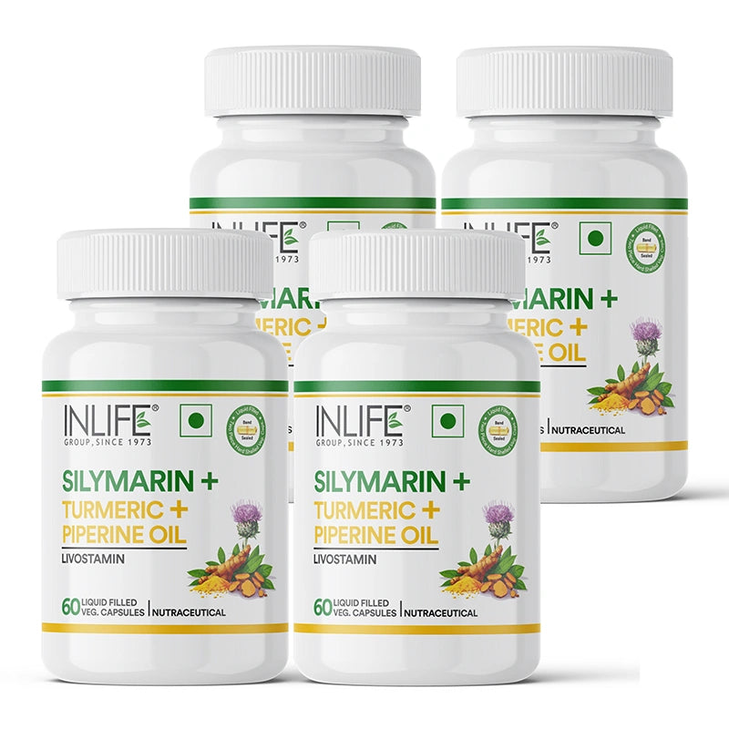 Inlife Silymarin Oil Capsules 200 mg with Turmeric & Piperine | Milk Thistle Extract Capsules for Liver Support & Antioxidant Formula | Veg. Capsules