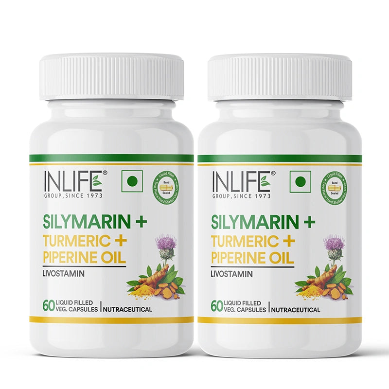Inlife Silymarin Oil Capsules 200 mg with Turmeric & Piperine | Milk Thistle Extract Capsules for Liver Support & Antioxidant Formula | Veg. Capsules