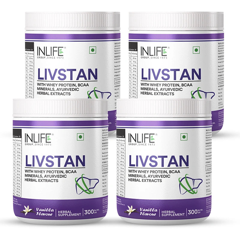 Inlife Livstan Liver Support Powder, Whey Protein with Ayurvedic Herbs, 300g (Vanilla)