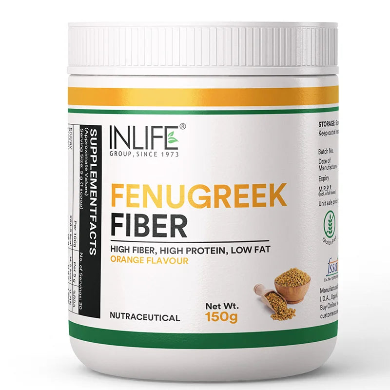 Inlife Fenugreek Fiber Powder, Refreshing Orange Flavor