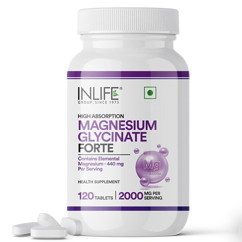 Inlife Magnesium Glycinate Forte 440 mg (Elemental Mg.) Tablets.