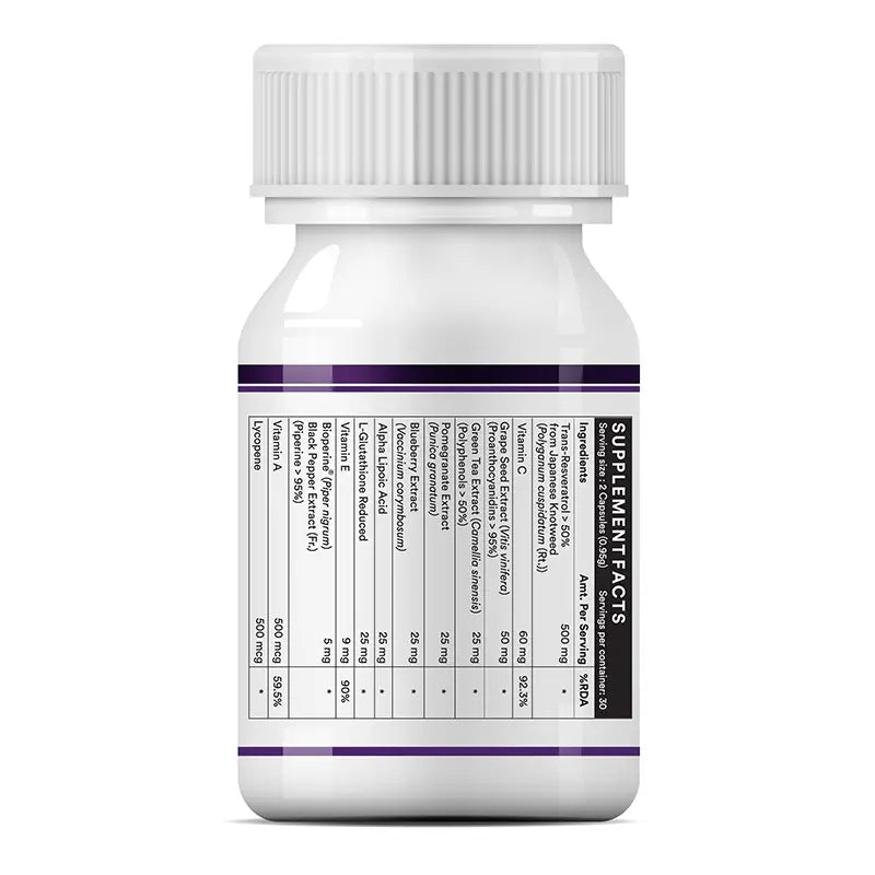 Inlife Natural Resveratrol Japanese Knotweed 750 mg | Antioxidant-Rich Supplement with Grape Seed, Green Tea, Vitamin C, L-Glutathione & Bioperine | Veg Capsules