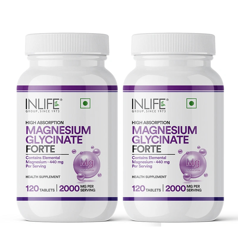 Inlife Magnesium Glycinate Forte 440 mg (Elemental Mg.) Tablets.