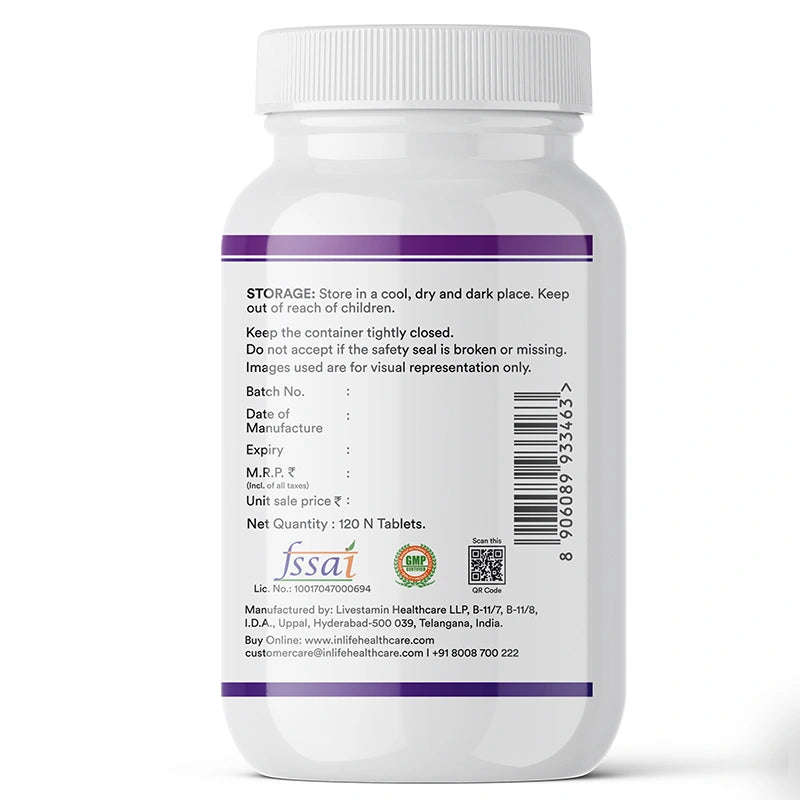 Inlife Magnesium Glycinate Forte 440 mg (Elemental Mg.) Tablets.