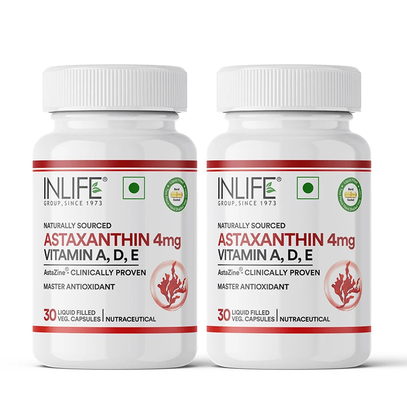 Inlife AstaZine® Astaxanthin 5% with Vitamins A, D3 & E – Ultra-Pure & High-Potency Antioxidant Formula