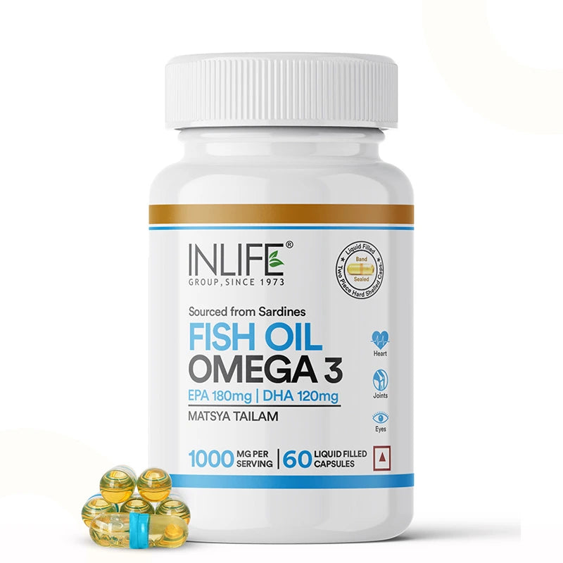 Inlife Fish Oil Omega 3 Fatty Acids Supplement | 1000mg per serving