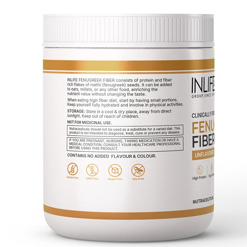 Inlife Fenugreek Fiber Powder, Unflavored