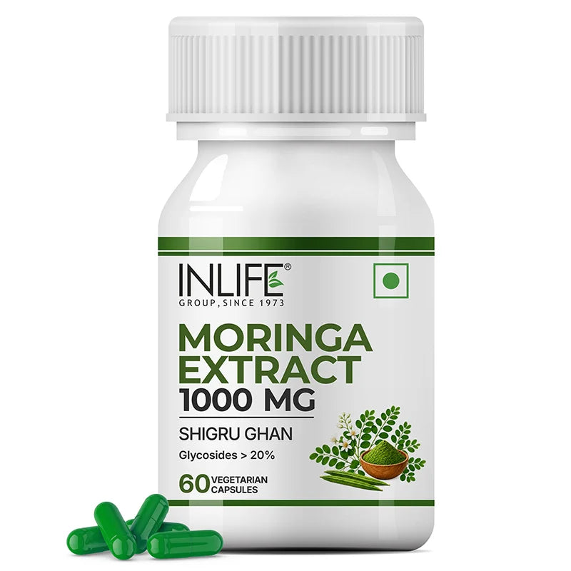 Inlife Moringa Leaf Extract Supplement, 500 mg, Veg. Capsules