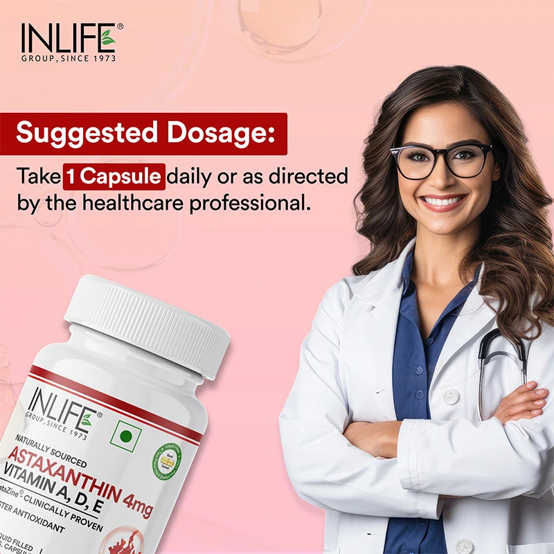 Inlife AstaZine® Astaxanthin 5% with Vitamins A, D3 & E – Ultra-Pure & High-Potency Antioxidant Formula