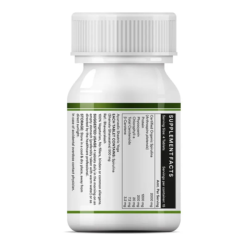 Inlife Spirulina, Organic Blue - Green Algae Superfood with Phycocyanin, 2000 mg, Veg Tablets
