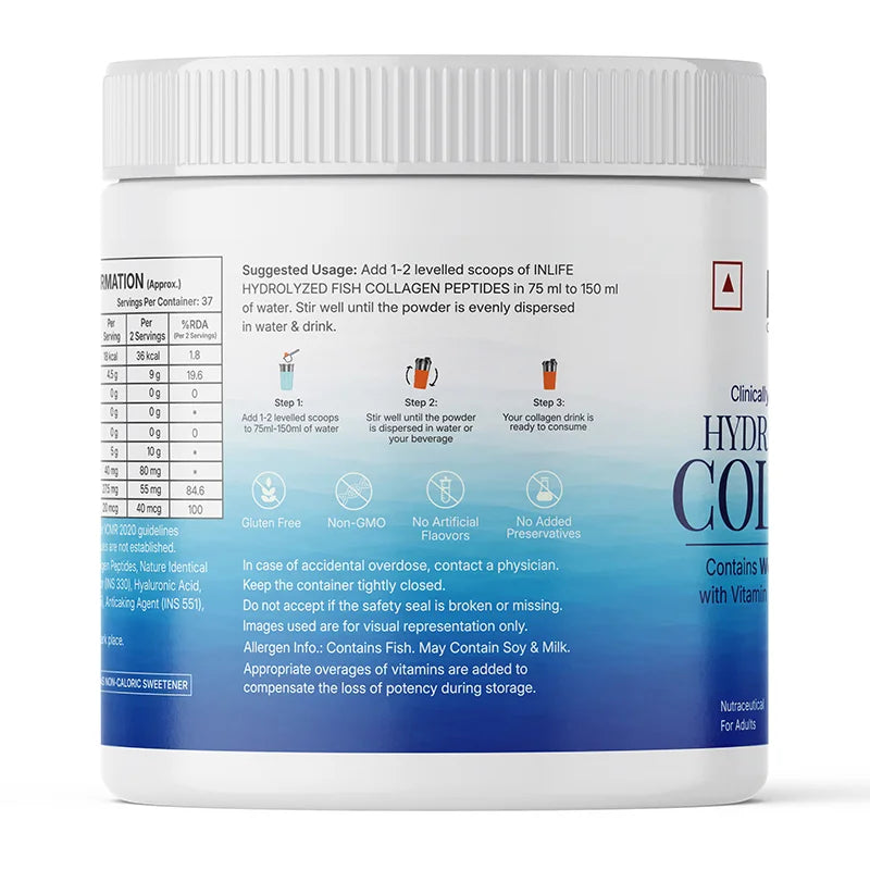 INLIFE Hydrolysed Marine Fish Collagen, Flavored