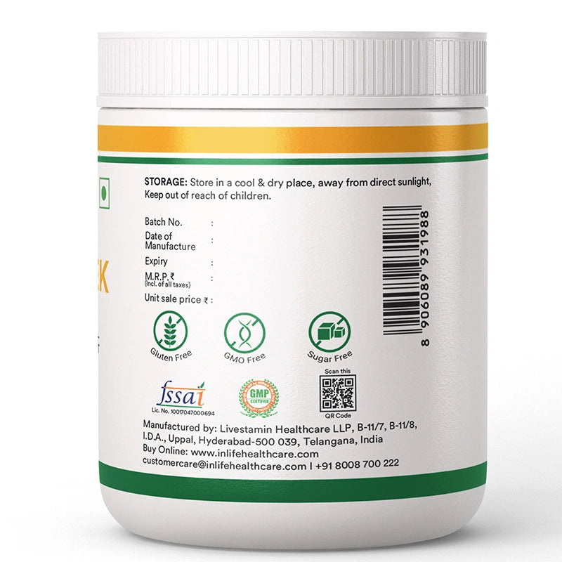 Inlife Fenugreek Fiber Powder | Refreshing Orange Flavor-150g 
