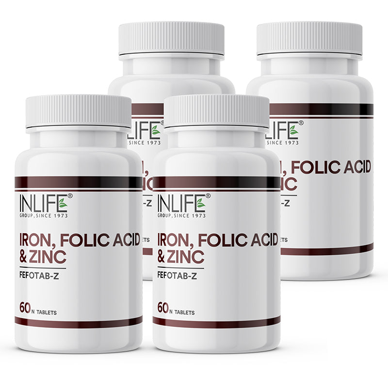 Inlife Iron Folic Acid Zinc Supplements for Men and Women | 60 Tablets